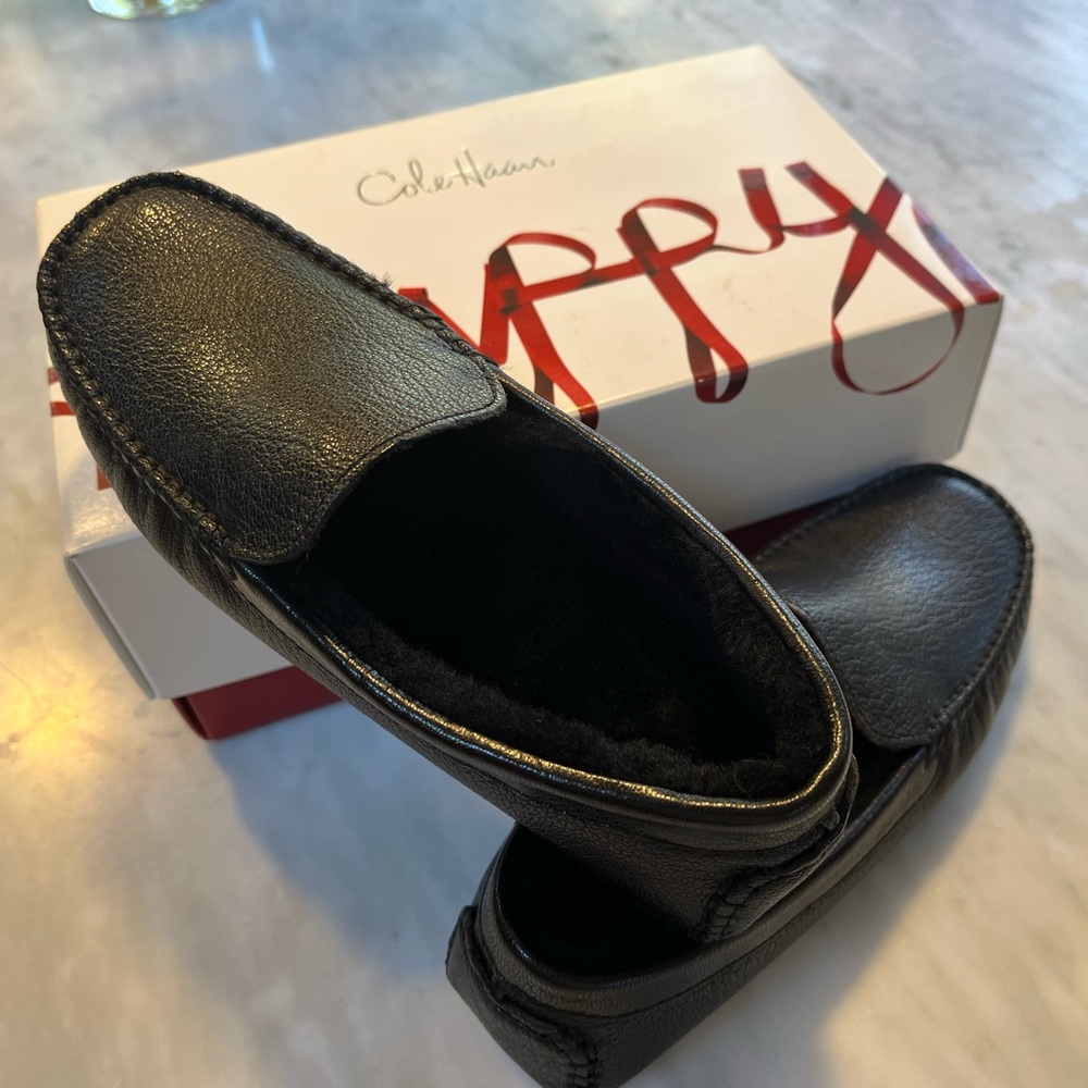 Cole Haan Boys Zermatt Fuzzy Fleece Lined Slippers